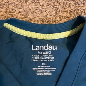 Landau Teal Carribean Blue Scrub Top